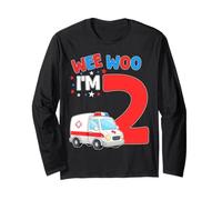 Wee Woo I Am 2 Years Old Age 2 Compleanno Bambini Maglia a Manica