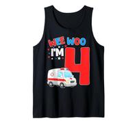 Wee Woo I Am 4 Years Old Age 4 Bambini Compleanno Canotta