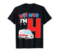 Wee Woo I Am 4 Years Old Age 4 Bambini Compleanno Maglietta