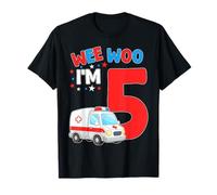 Wee Woo I Am 5 Years Old Age 5 Compleanno Bambini Maglietta