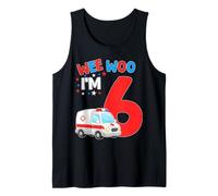 Wee Woo I Am 6 Years Old Age 6 Compleanno Bambini Canotta