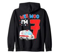 Wee Woo I Am 7 Years Old Age 7 Compleanno Bambini Felpa con Cappuccio