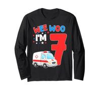 Wee Woo I Am 7 Years Old Age 7 Compleanno Bambini Maglia a Manica