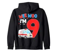 Wee Woo I Am 9 Years Old Age 9 Compleanno per Bambini Felpa con Cappuccio