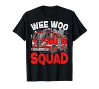 Wee Woo Squad - Camion dei Pompieri Divertente per Uomo e Donna Maglietta con Stampa Grafica Economica, Uomo, Nero, L
