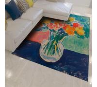 WEECHAINGE 160x200cm Tappeti per soggiorno Vaso Nature morte vintage Tappeto floreale Antiscivolo Morbido a pelo basso Moltappeto rettangolare per camera da letto Ufficio Lounge