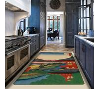 WEECHAINGE 90x150cm tappeto per l'architettura del soggiorno e il paesaggio tappeti lavabili per camera da letto sala da pranzo giapponese ukiyo-e grande tappeto verde vintage