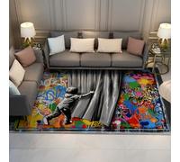 WEECHAINGE artistici per graffiti lavabili in lavatrice Soggiorno grande tappeto 180x270cm Morbido pelo corto colorati moderni camera da letto antiscivolo tende bambino che tirano con stampa
