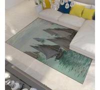 WEECHAINGE Barche a vela Monet su per aree marine tappeto 160x230cm Verde acqua blu e grigio moquette pavimenti in stile impressionista antiscivolo soggiorno Camera da letto