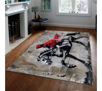WEECHAINGE Cavallo all impennata Red Rider Silhouette lavabili Soggiorno Grande tappeto 180x270cm Graffiti moderni Street Art da per sala pranzo Cucina Ufficio con supporto antiscivolo Morbido pelo