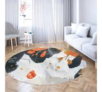 WEECHAINGE Cerchio Nursery Tappeto Camera dei bambini Sala giochi Antiscivolo Pieghevole Morbido pelo basso Astratto Nero Bianco Arancione Oro Tavolino da caffè moderno moquette pavimento 90cm