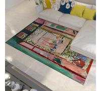 WEECHAINGE Finestra Scenario Tappeto Vintage Pelo Basso Non Spargimento Per Sala Da Pranzo Home Office Decor Colorato Matisse Vista Balcone Piante In Vaso Barche A Vela 180x240cm Supporto Antiscivolo