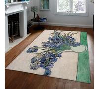 WEECHAINGE floreali Tappeti lavabili con iris viola per soggiorno Opere d arte famose camera da letto grande e morbido botanico sottile antiscivolo pavimenti interni sala pranzo Home Office 60x120cm