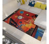 WEECHAINGE geometrico rosso arancio per soggiorno tappeto 60x120cm Cerchi astratti lavabile in lavatrice a pelo corto morbido camera da letto Cucina Ruga moderna Resistente alle macchie Home Office