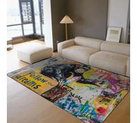 WEECHAINGE Graffiti Animal Art Rug 160x230cm per la camera da letto Home Decor Street Art Chimp e segui i tuoi sogni Design Tappeti neri morbidi lavabili per il corridoio della camera degli ospiti