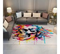 WEECHAINGE Graffiti Skull Extra Large per Soggiorno tappeto 120x180cm lavabile Abstract Neon Splash con supporto in gomma antiscivolo bambini camera da letto Sala giochi pranzo la scuola materna