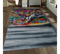 WEECHAINGE Graffiti Street Art Area Soggiorno tappeto 120x150cm Silhouette Vernice spray colorata morbidi lavabili con supporto antiscivolo leggero a pelo corto in lavatrice per cucina Ufficio