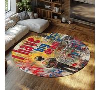 WEECHAINGE Graffiti Tappeti Rotondi Per La Cucina Ho Grande Stampa Sogno Antiscivolo Colorato Tappeto Urbano Morbido Non Spargimento Per Camera Da Letto Soggiorno Ufficio 90cm