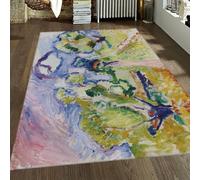 WEECHAINGE Henri Matisse geometrici tappeto 120x150cm Soggiorno Giallo ocra Arco e lavanda Ovali per camera da letto moderno Non spargimento Motivo a triangolo astratto morbido Facile pulire