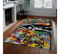 WEECHAINGE Hippie Graffiti 160x230cm Area Tappeto Hip Hop Decor Tappeti per soggiorno camera da letto lettera iniziale Spray Painting strada colorato per l'ingresso sala da pranzo