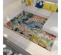 WEECHAINGE lavabile astratto con ritaglio arancione tappeto 200x300cm pelo corto Henri Matisse a blocchi blu foglia di terracotta Supporto antiscivolo per soggiorno Camera da letto Cucina Corridoio