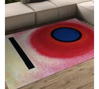 WEECHAINGE lavabili minimali a cerchio rosso Tappeto antiscivolo blu centrale e nero con barra per camera da letto in lavatrice densi pelo corto che non spargono 200x300cm Multicolore