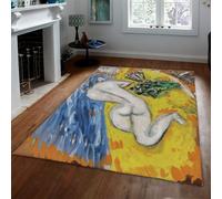 WEECHAINGE Marc Chagall lavabili in lavatrice tappeto 200x300cm per camera da letto Piccolo bouquet giallo blu comodino antiscivolo a pelo corto pavimento ingresso cucina bagno