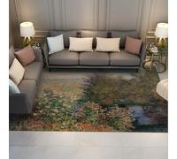 WEECHAINGE Monet Garden Path Floral Large per soggiorno Tappeto moderno verde e azzurro cielo lavabile antiscivolo camera da letto 160x230cm Morbido pavimenti a pelo corto sala pranzo Cucina