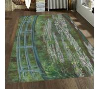 WEECHAINGE Monet Water Lilies Bridge Area Tappeto Verde Acqua Artistico A Veli Corti Morbida Lana Sintetica Da Soggiorno Lavabili Interno 120x180cm Antiscivolo per Camera Letto Ufficio Cucina