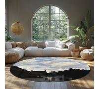 WEECHAINGE Rene Magritte a cerchio Soggiorno tappeto 100cm Moderno cielo blu grigio nero Grande rotondo lavabile per ufficio casa e sala da pranzo circolare morbido pelo corto antiscivolo Facile