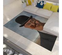 WEECHAINGE Rene Magritte Buona Fede Opera D arte Stampa Area Tappeto 180x240cm Sottili per Soggiorno Camera Da Letto Ufficio Vintage Surreale Cappello Bombetta Uomo con Tubo Sul Viso Non Spargimento