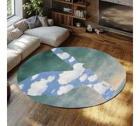 WEECHAINGE Rene Magritte Tappeto Rotondo per Soggiorno Camera Da Letto Cielo Astratto Uccelli 100cm Grande Lavabile Oceano Verde Morbido Pavimento Vintage Antiscivolo Cucina Ufficio