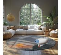 WEECHAINGE rotondi Rene Magritte tappeto 135cm Arte astratta e surreale Bulbo oculare con stampa a cerchio per soggiorno Camera da letto stampato antiscivolo accoglienti morbidi al tatto la casa