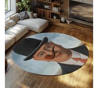 WEECHAINGE rotondo lavabile per soggiorno tappeto 60cm Soffice antiscivolo Rene Magritte Buona fede Surreale ritratto cerchio Area camera da letto Sala pranzo a pelo corto morbido astratti