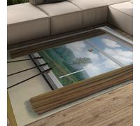 WEECHAINGE surreali lavabili in lavatrice con vista sulla finestra per il soggiorno tappeto 120x180cm moderni morbidi a pelo corto Rene Magritte camera da letto Sala pranzo ufficio antiscivolo