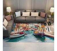 WEECHAINGE Tappeti 120x150cm Tappeti artistici per canali e gondole di Venezia decorazioni per la casa europee con design creativo di paesaggi e architettura veneziana morbidi tappeti a pelo corto