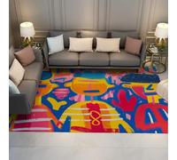 WEECHAINGE Tappeti colorati lavabili per soggiorno camera da letto Grande 140x200cm Modello di graffiti astratto moderno pavimenti a pelo corto sottile 5 mm in finta lana l arredamento ufficio cucina