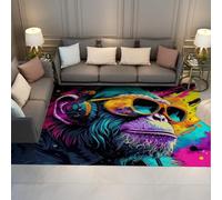 WEECHAINGE Tappeti da soggiorno 140x200cm Grande per camera letto lavabili Antiscivolo a pelo corto Colorati Neon Monkey Graffiti Art Print sala pranzo Stanza dei bambini giochi la scuola materna