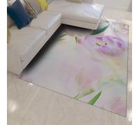 WEECHAINGE Tappeti floreali in tulipano viola per camera da letto 120x180cm Tappetino a tema romantico moderno tappeto morbido lavabile per la cena da comodino Arredamento per il giorno San Valentino
