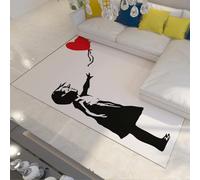 WEECHAINGE Tappeti lavabili in lavatrice Soggiorno 60x120cm ragazza con palloncino Arte moderna antiscivolo per pavimenti Banksy Area a pelo corto morbidi l dei graffitti camera da Cucina Ingresso