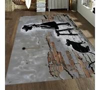 WEECHAINGE Tappeti per camera da letto antiscivolo 80x150cm Street Art Rat Girl Soft Small Living Room Tappe lavabile Tappetino corsa Graffiti a pelo corto Brick Wall Design pavimenti l ingresso