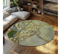 WEECHAINGE Tappeti rotondi extra large per soggiorno 135cm Avorio floreale fiorito cerchio lavabili con supporto in gomma bambini giallo pallido salvia verde camera da letto sala giochi pranzo