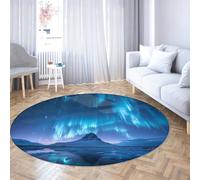 WEECHAINGE Tappeti rotondi per bambini blu ghiaccio e ceruleo per camere da letto Montagna ghiacciata settentrionale Paesaggio bianco come la neve Tappeto lavabile Soggiorno Home Decor 120cm