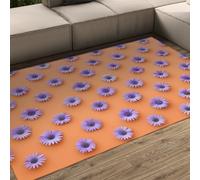 WEECHAINGE Tappeto 120x150cm moderni da interno per camera letto Tappetino lavabile antiscivolo a pelo basso margherita viola carino decorazione estetica di moda del soggiorno che non la della delle