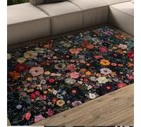 WEECHAINGE Tappeto 120x180cm lavabili per soggiorno Tappetino floreale boho vintage camera da letto antiscivolo a pelo basso morbido ufficio giardino di campagna cucina sul retro