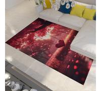 WEECHAINGE Tappeto 140x200cm per San Valentino Zerbino carino con stampa di cuori paesaggi esterni da sogno arte romantica Tappetino divertente l albero antiscivolo pieghevoli anti caduta il del
