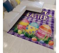 WEECHAINGE Tappeto 140x200cm viola soggiorno grande Carino a quadri Easter egg Tappetino Camera da letto testurizzato Acquerello Arte estetica decorativa lavabile antiscivolo pelo basso per cucina