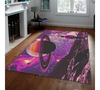 WEECHAINGE Tappeto 140x200cm viola Tappetino della nursery pianeta spaziale Cielo stellato misterioso del soggiorno morbidi che non perde la pelle facile a pulire e accogliente lavabile per degli