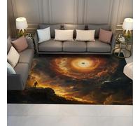 WEECHAINGE Tappeto 160x200cm astratto per il cielo ragazzi adolescenti ragazze fantasia 3D con stampa del pianeta nello spazio Tappetino la camera da letto decorazione soggiorno pavimento antiscivolo