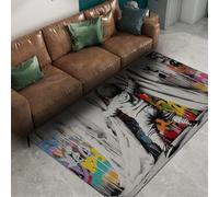 WEECHAINGE Tappeto 180x240cm Graffiti Camera da letto per ragazzi Stampa 3D Tende aperte Tappetino grigio street art Arredamento casa antiscivolo grande soggiorno Lavabile e non perde di pelo